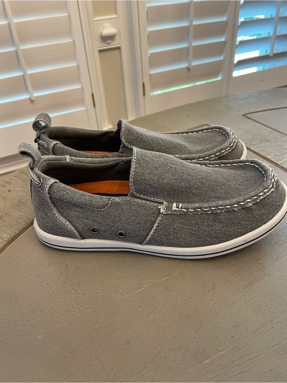Boys Casual Slip-On Canvas Loafers in Gray
